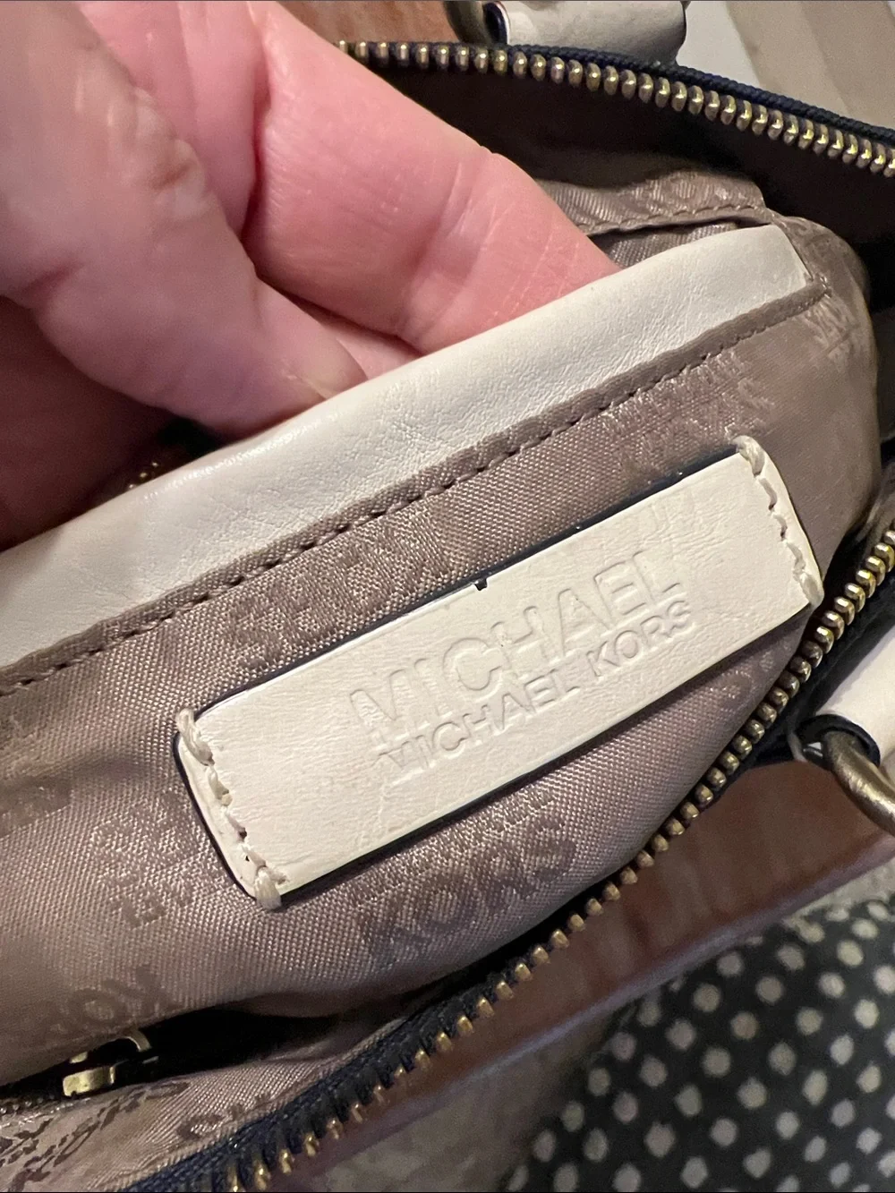 Michael Kors Navy and Cream Mini Satchel with Gold Hardware